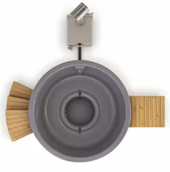 Houtgestookte Hottub Met Filteraansluiting - 4-6 Personen - Grijs -KOKID Spa Winkel ba inclusief 1