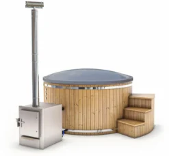 Houtgestookte Hottub Met Filteraansluiting - 4-6 Personen - Grijs -KOKID Spa Winkel cover grijs 1